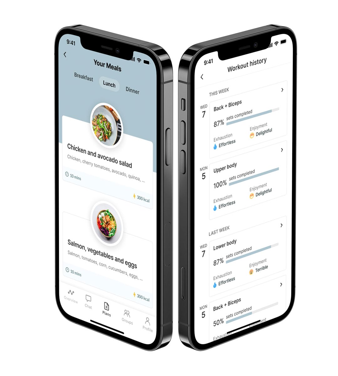 A mockup of the coaching app showcasing the features.