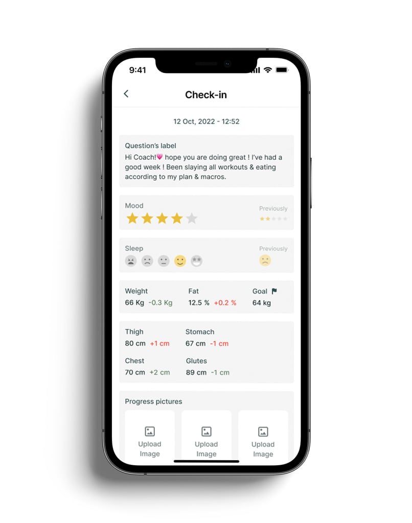 A mockup of the coaching app showcasing the different features.